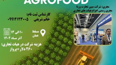 اعزام هیأت تجاری استان گیلان به نمایشگاه بینالمللی AgroFood عمان